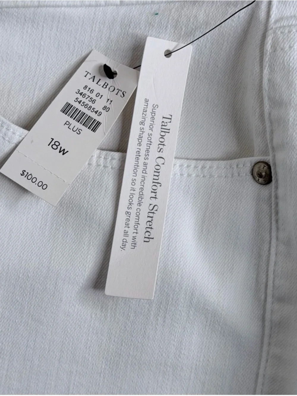 New Talbots White Jegging Crop 18W Plus High-waist Slimming Panel